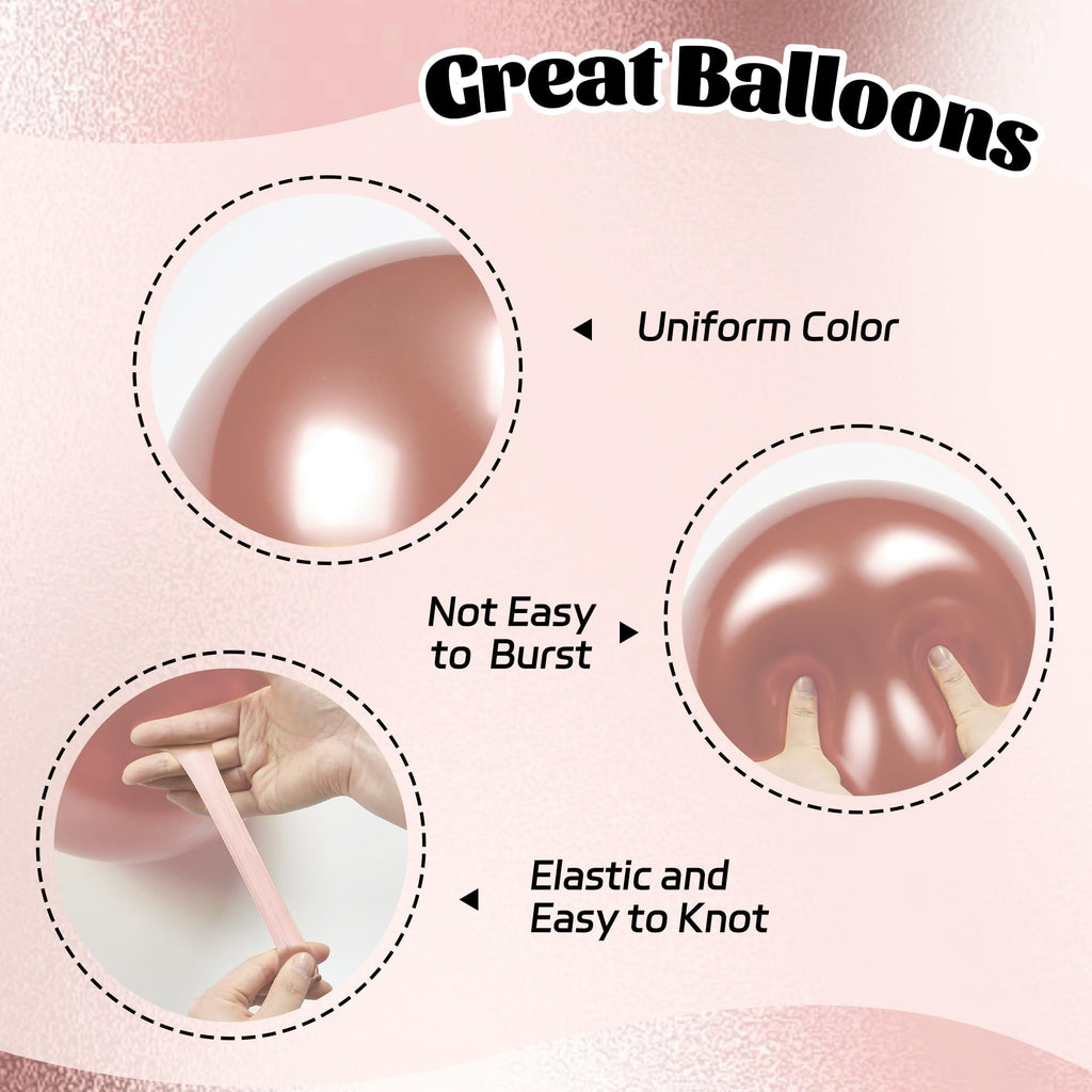 Awenztech 60pcs Rose Gold & Black Balloons Set with Confetti – 12in Party Decor for Weddings, Graduations & More