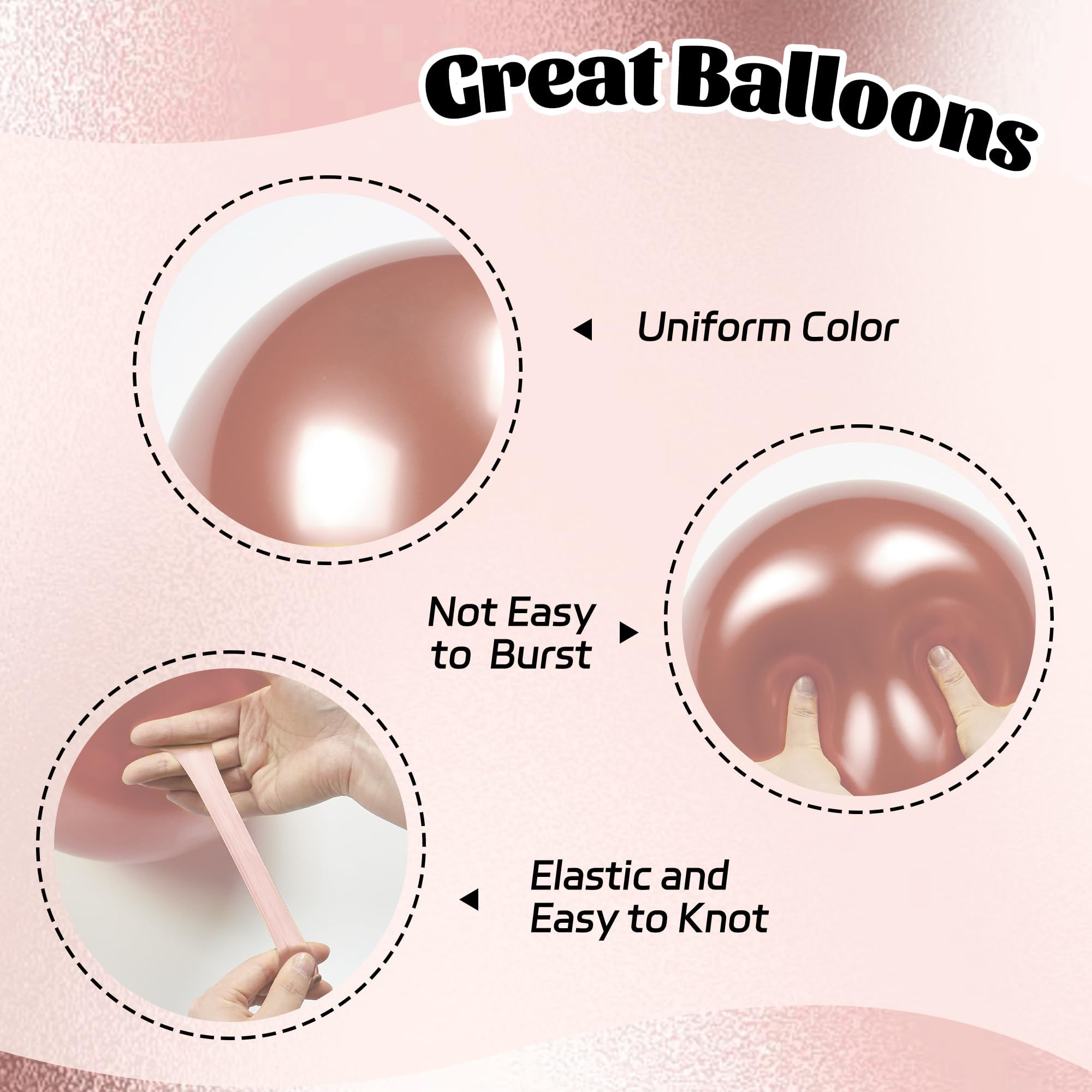 Awenztech 60pcs Rose Gold & Black Balloons Set with Confetti – 12in Party Decor for Weddings, Graduations & More