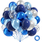Awenztech 60pcs Blue and Silver Balloons 12in – Navy, Pastel Blue, Confetti for Graduation, Baby Shower, Wedding