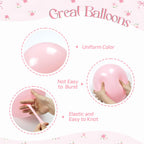 Awenztech 60pc Pink Bow Balloons 12in Set – Pink White Clear Coquette Wedding & Party Decor