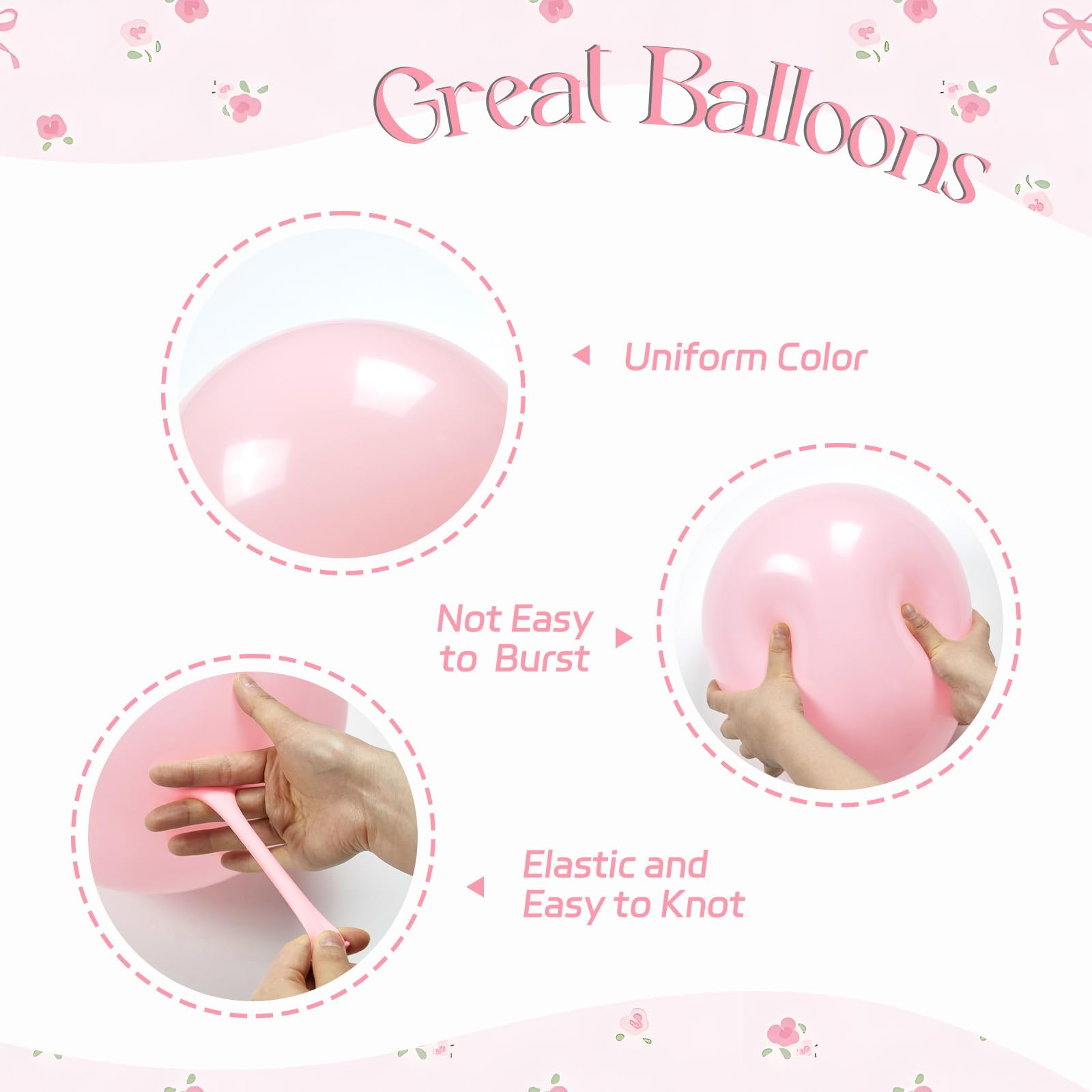 Awenztech 60pc Pink Bow Balloons 12in Set – Pink White Clear Coquette Wedding & Party Decor