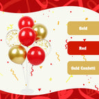 awenztech 60pcs Red and Gold Balloons – Confetti, 12in Party Decorations for Valentine’s Day, Weddings, and Birthdays