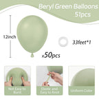 Sage Green Balloons 12in – 50ct Dusty Green Party Balloons for Weddings & Celebrations | awenztech
