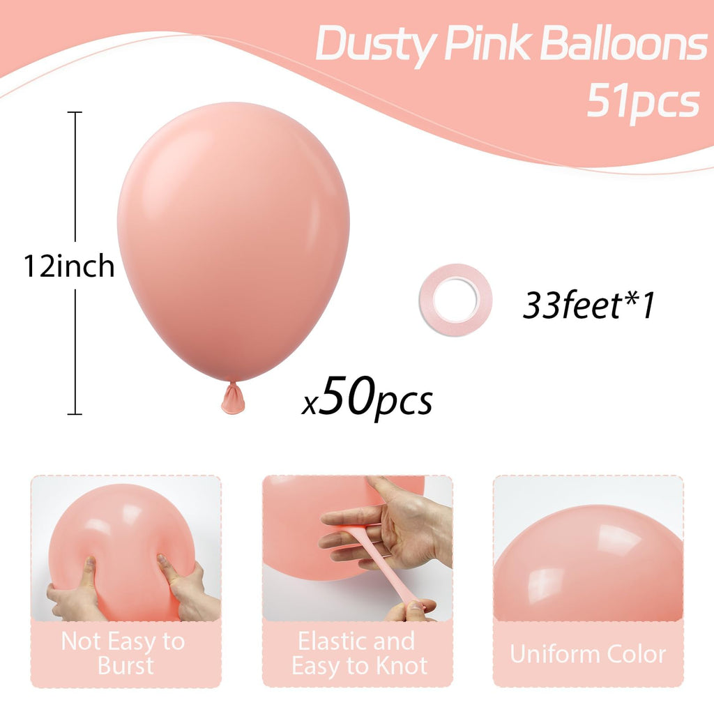 Dusty Pink Balloons 12in – 50ct Dusty Rose Latex Balloons for Boho Weddings | awenztech