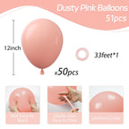 Dusty Pink Balloons 12in – 50ct Dusty Rose Latex Balloons for Boho Weddings | awenztech