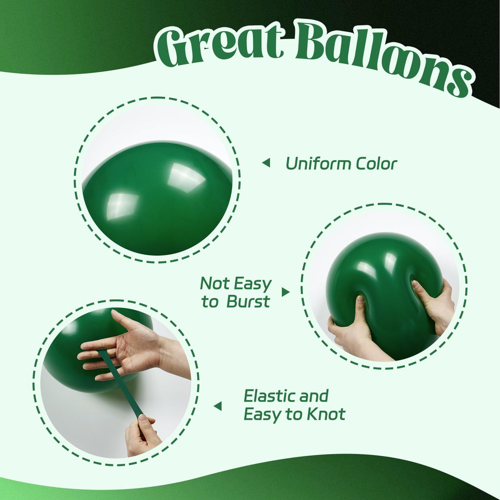 Awenztech 60pcs Green and Black 12inch Balloons with Dark Green Metallic Gold – Jungle Safari Party Decor