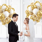 awenztech 60pcs Gold & White Balloons Set – 12in Confetti & Metallic Balloons for Weddings, Graduation, Birthdays