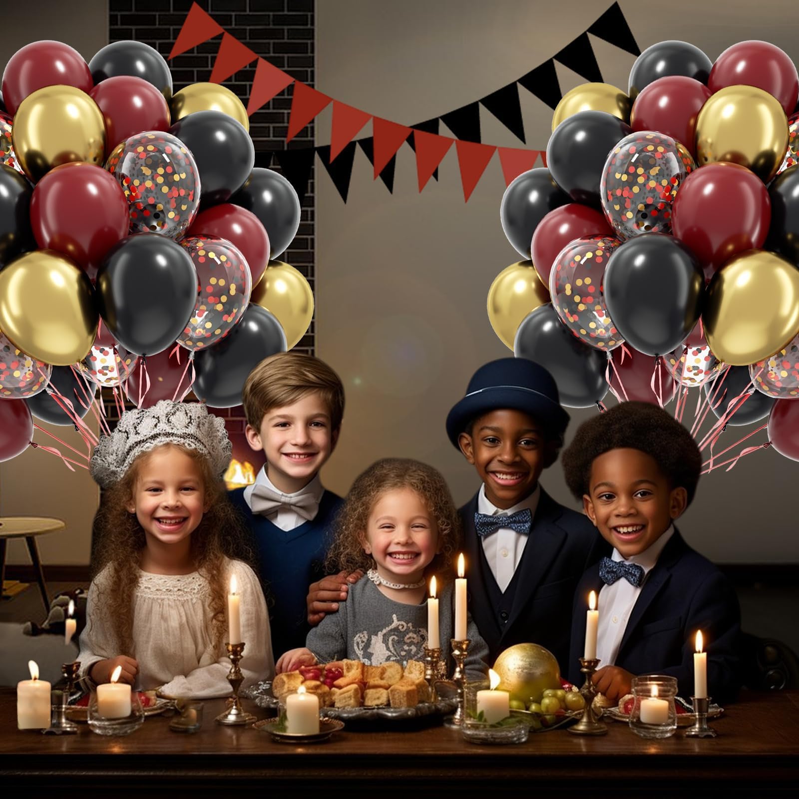 Awenztech 60pcs 12in Black Burgundy and Gold Confetti Balloons – Maroon Party Decor