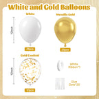 awenztech 60pcs Gold & White Balloons Set – 12in Confetti & Metallic Balloons for Weddings, Graduation, Birthdays