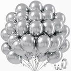 Awenztech Metallic Silver Balloons 12 Inch – 50-Pack Chrome Latex Party Balloons