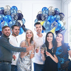 Awenztech 60pcs Blue and Silver Balloons 12in – Navy, Pastel Blue, Confetti for Graduation, Baby Shower, Wedding