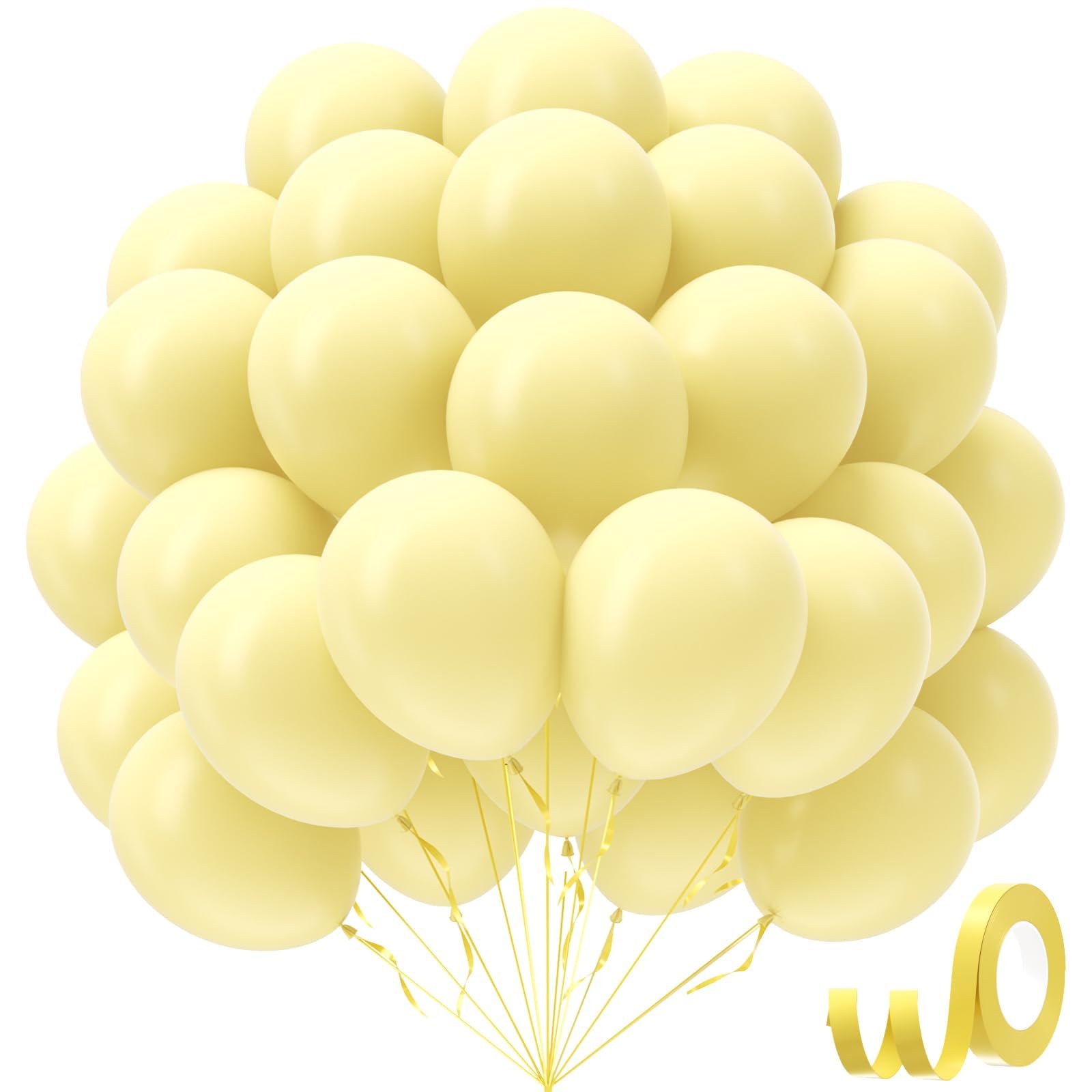 awenztech Pastel Yellow Balloons 12in – 50ct Light Yellow Latex Balloons for Baby Showers, Gender Reveals & Party Decor