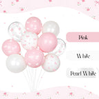 Awenztech 60pc Pink Bow Balloons 12in Set – Pink White Clear Coquette Wedding & Party Decor