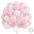 Awenztech 60pc Pink Bow Balloons 12in Set – Pink White Clear Coquette Wedding & Party Decor