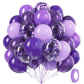 awenztech 60pcs Purple Balloons Kit – 12in Confetti, Metallic Purple, Lavender & Dark Purple for Parties