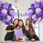 awenztech 60pcs Purple Balloons Kit – 12in Confetti, Metallic Purple, Lavender & Dark Purple for Parties