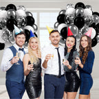 Awenztech 60pcs Black & Silver Balloons 12in — White, Black & Metallic Confetti for Baby Shower & Party Decor