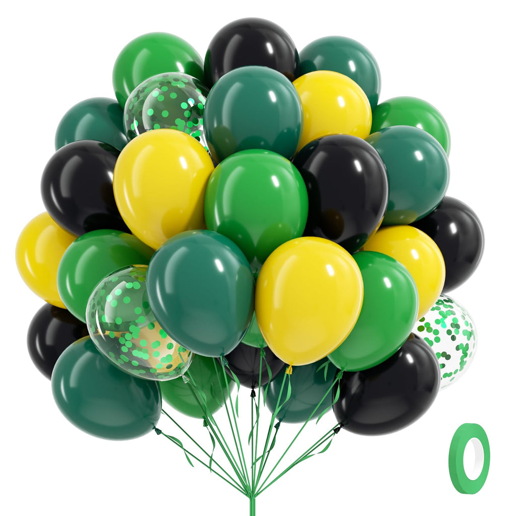 Awenztech 60pc Tractor Balloons Kit 12in Green Black Yellow for Baby Showers & Farm Parties