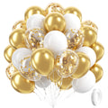 awenztech 60pcs Gold & White Balloons Set – 12in Confetti & Metallic Balloons for Weddings, Graduation, Birthdays