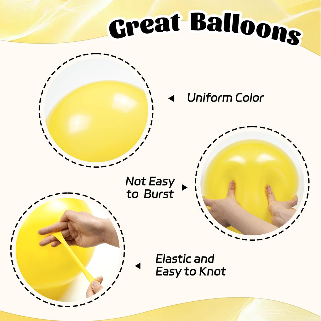awenztech 60pcs Yellow & White Balloons with Pastel Gold Confetti – 12in Bee Lemon Wedding & Party Decorations