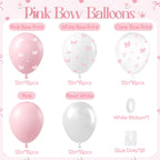 Awenztech 60pc Pink Bow Balloons 12in Set – Pink White Clear Coquette Wedding & Party Decor