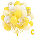 awenztech 60pcs Yellow & White Balloons with Pastel Gold Confetti – 12in Bee Lemon Wedding & Party Decorations