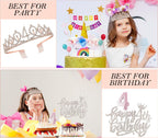 Awfrky 4th Birthday Decorations for Girls – Rose Gold Crown, Sash, Cake Topper & Balloons