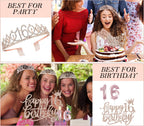 Awfrky Sweet 16 Birthday Decorations – Tiara, Sash, Cake Topper, Balloons & Candles