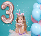 Awfrky Rose Gold 3rd Birthday Decorations for Girls – Tiara, Sash, Cake Topper & Balloons