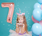 Awfrky 7th Birthday Decorations for Girls — Rose Gold Tiara, Sash, Cake Topper & Balloons