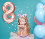 Awfrky 8th Birthday Decorations for Girls - Rose Gold Crown, Sash, Cake Topper, Candles & Balloons