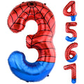 AXBMM 40-Inch Spider Balloons Numbers 3–7 for Spider Birthday Decor