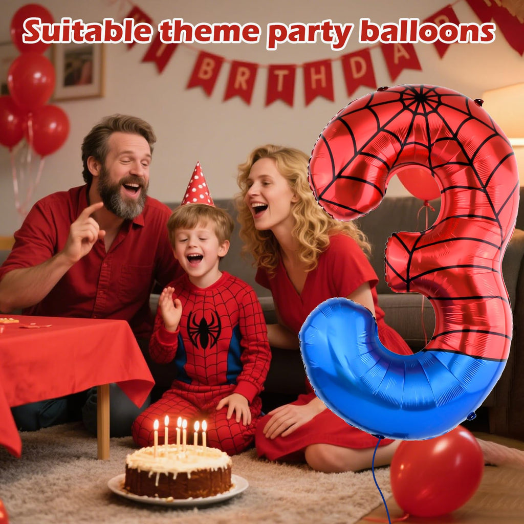 AXBMM 40-Inch Spider Balloons Numbers 3–7 for Spider Birthday Decor