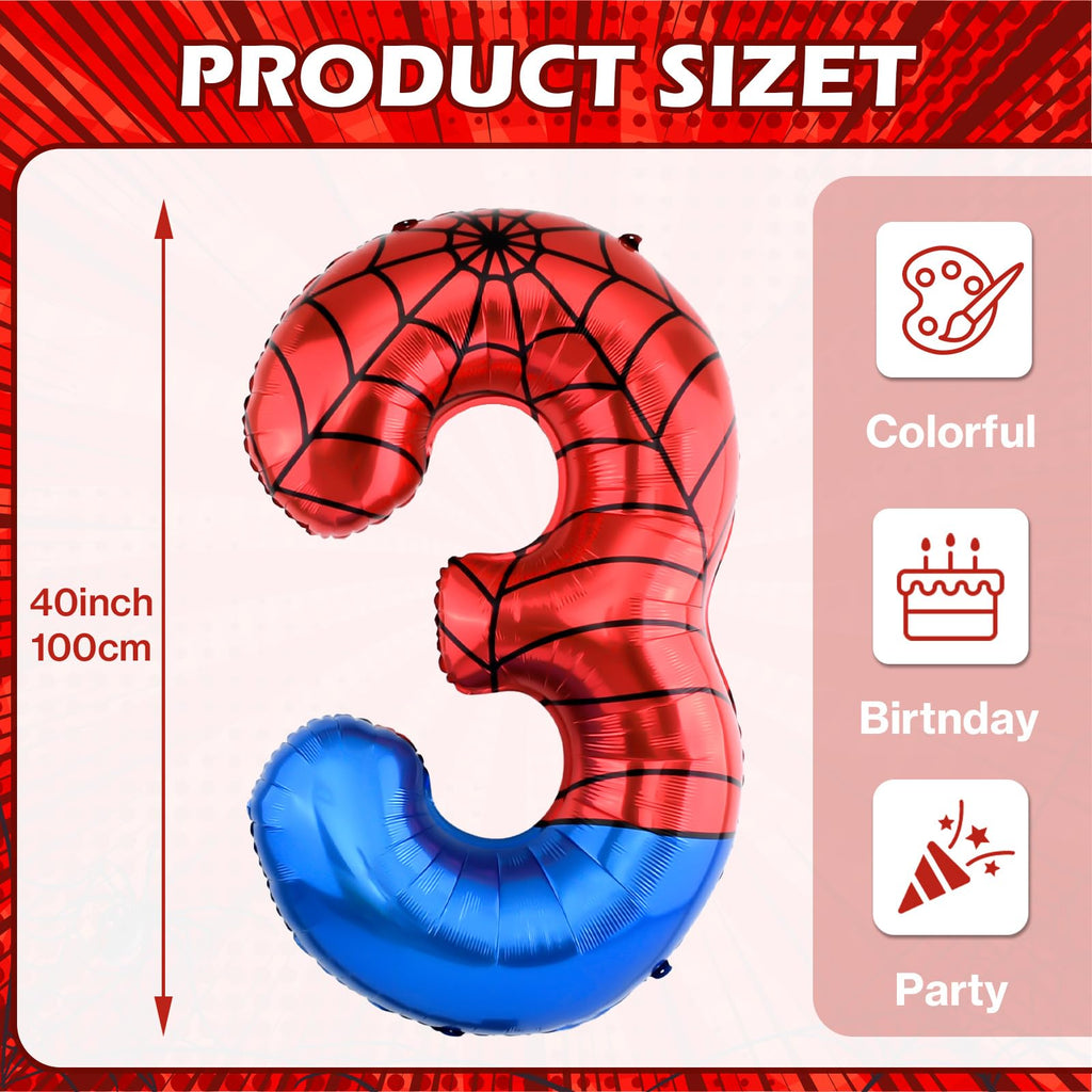 AXBMM 40-Inch Spider Balloons Numbers 3–7 for Spider Birthday Decor