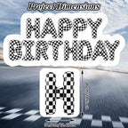 AXBMM Racing Cars Birthday Banner Kit - Checkered Backdrop & Balloons