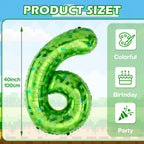 AXBMM 40-Inch Green Pixel Miner Number Balloon 6 – Giant Foil Balloons for Birthdays & Themed Mining Adventures