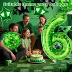 AXBMM 40 Inch Green Pixel Number 6 Balloon Set - 11pc Foil Party Balloons for 6th Birthday & Pixel Theme