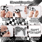 AXBMM Racing Cars Birthday Banner Kit - Checkered Backdrop & Balloons