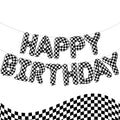 AXBMM Racing Cars Birthday Banner Kit - Checkered Backdrop & Balloons