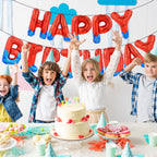 AXBMM Spider Themed Happy Birthday Banner Kit – 12 ft Backdrop with Spider Balloons (Blue+Red)