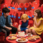 AXBMM Spider Themed Happy Birthday Banner Kit – 12 ft Backdrop with Spider Balloons (Blue+Red)