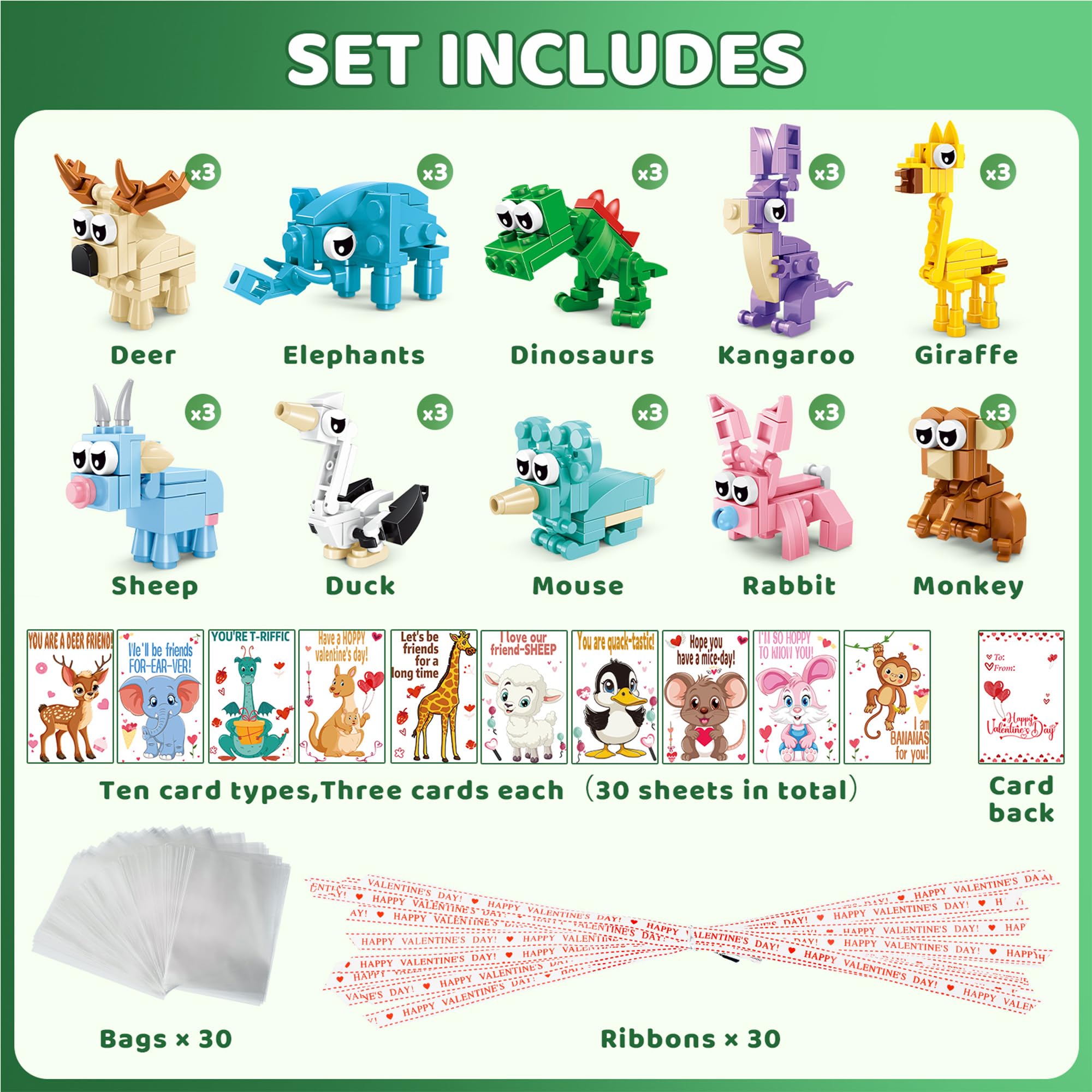AYGXU 30-Pack Valentines Blocks & Cards for Kids – Classroom Gifts & Party Favors