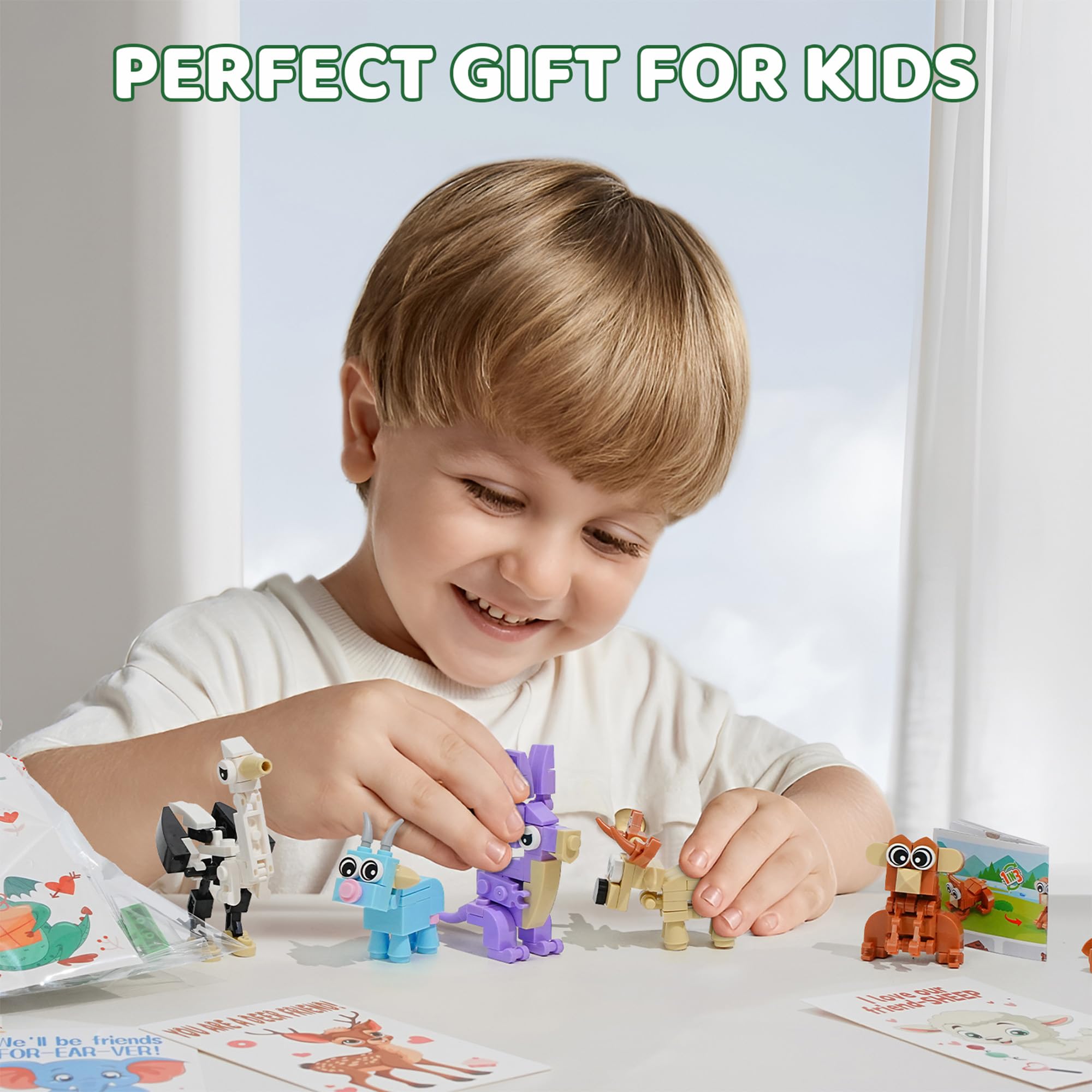 AYGXU 30-Pack Valentines Blocks & Cards for Kids – Classroom Gifts & Party Favors