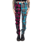 Chemical Black Azaria Pink & Blue Tartan Punk Trousers