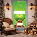AZATE Monster Christmas Door Cover – Large Green Creature Front Porch Banner for Indoor/Outdoor Holiday Decor
