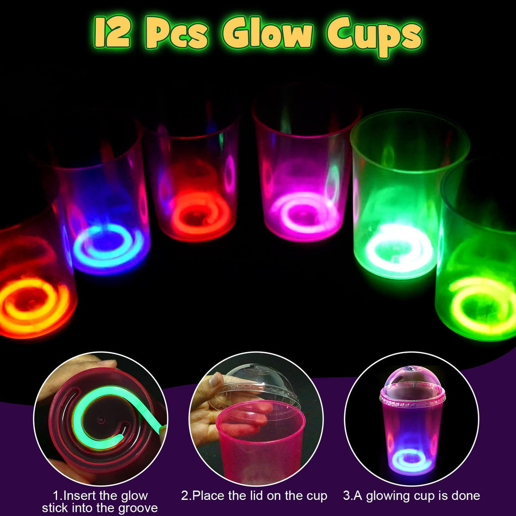 B Bascolor Glow in the Dark Party Supplies – 260 Pcs Light Up Party Favors