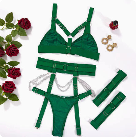 Women's Bundled Waist And Leg Loop Adjustable Sexy Lingerie Set