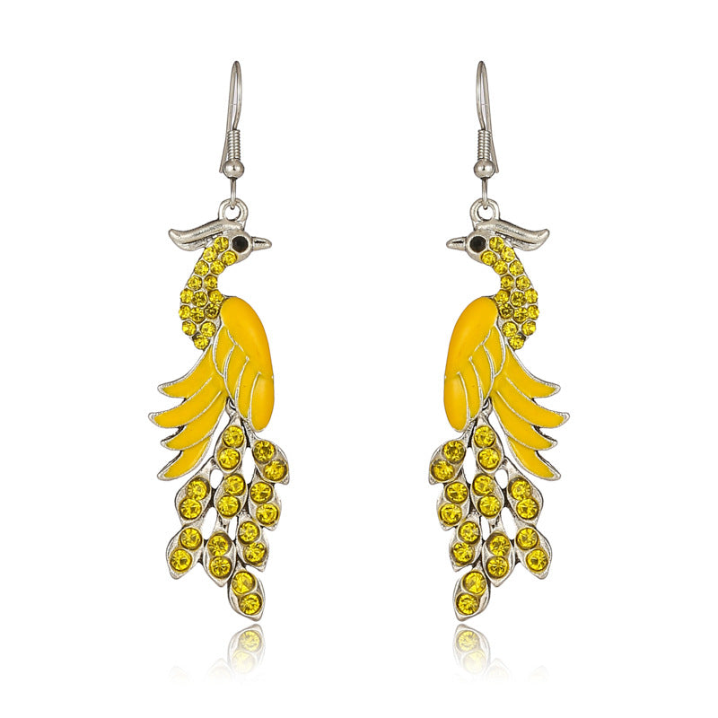 Peacock Boho Drop Earrings | Alloy Bird Ethnic Style Jewellery