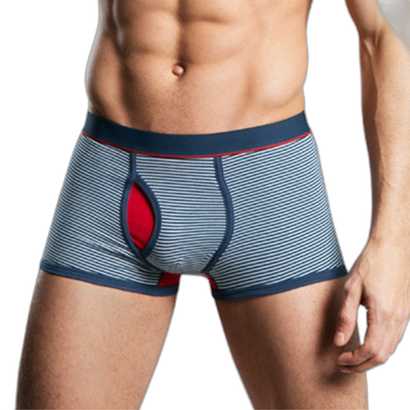 Men's Striped Cotton Sports Boxer Briefs