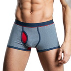 Men's Striped Cotton Sports Boxer Briefs